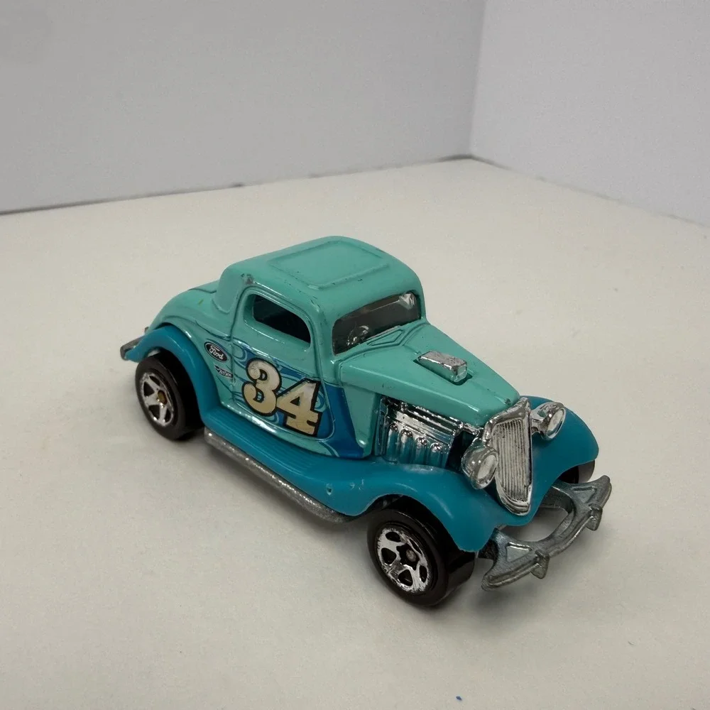 Hot Wheels 1934 Ford Coupe Teal Blue Flame 34 Diecast Car 1:64 Mattel 2012
